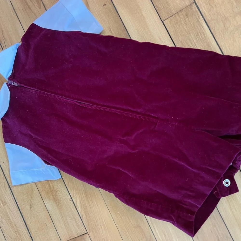 Vintage baby boy holiday one piece outfit‎ paisley print top red bow velour